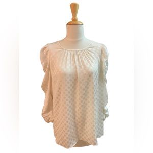 EUC Max Studio, polka dot, sheer blouse, size XL